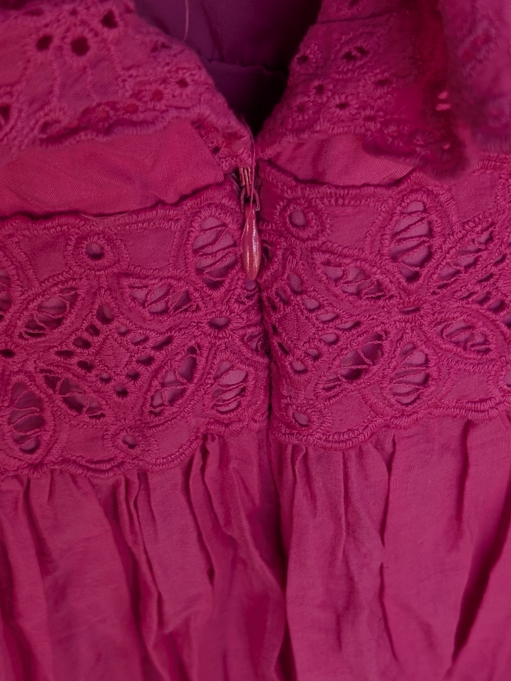 SHEIN Bright Pink Eyelet Ruffle Midi Dress - Picture 3 of 5